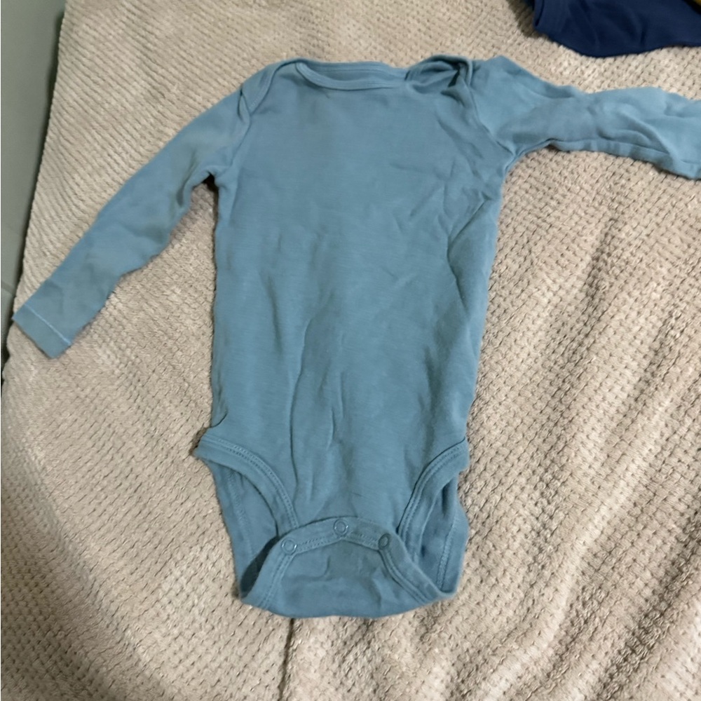 Carters Blue Long Sleeve Baby Onesie